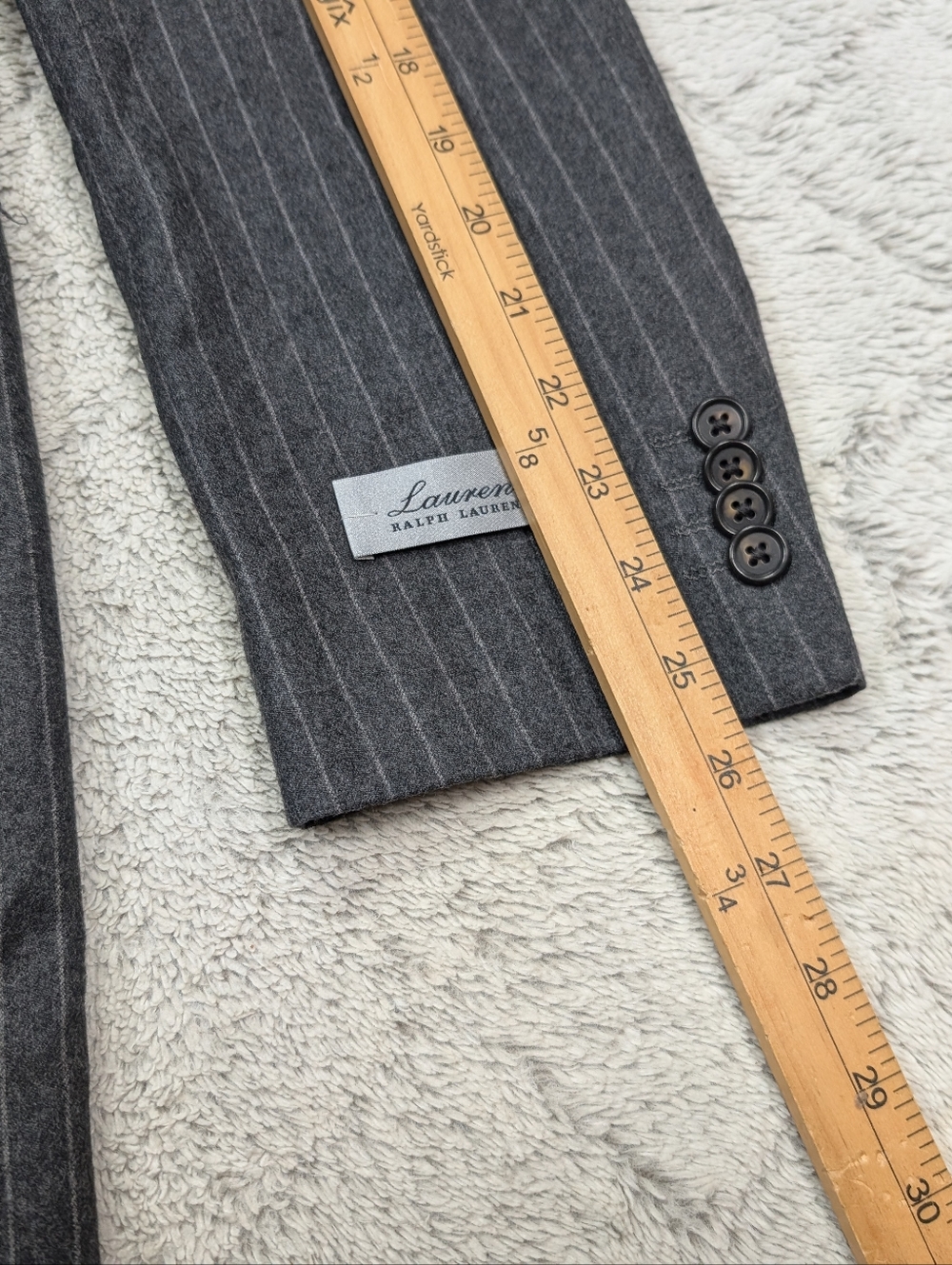 Lauren Ralph Lauren Suit Mens 42R 36W Gray Pinstripe Wool Cashmere 2 Piece - Picture 7 of 12